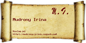 Mudrony Irina névjegykártya